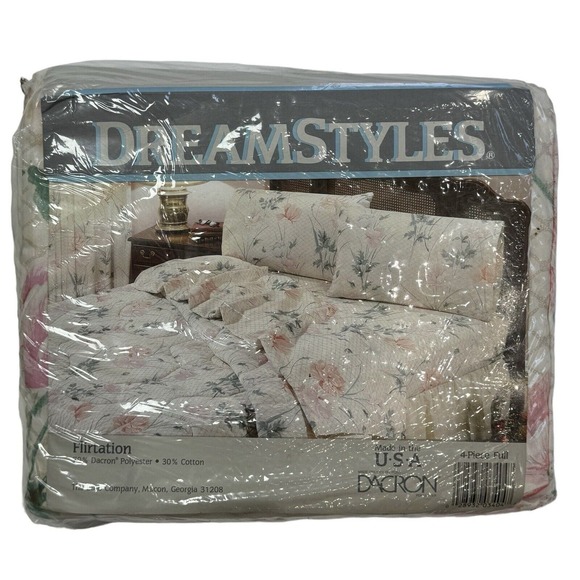 Vintage Floral 4 Piece Full Sheet Set Bed NEW Old Stock - Picture 1 of 5